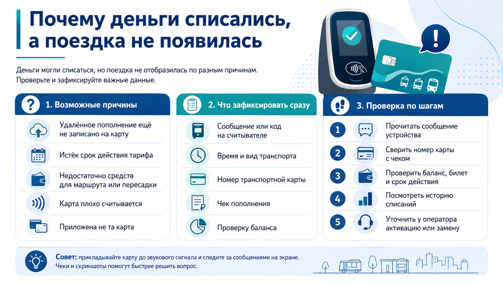 Почему деньги списались, а поездка не появилась