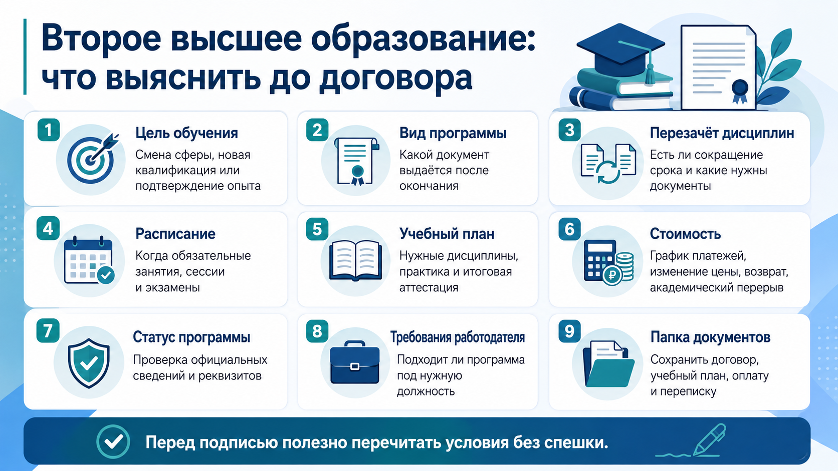 Второе высшее образование: что выяснить до договора